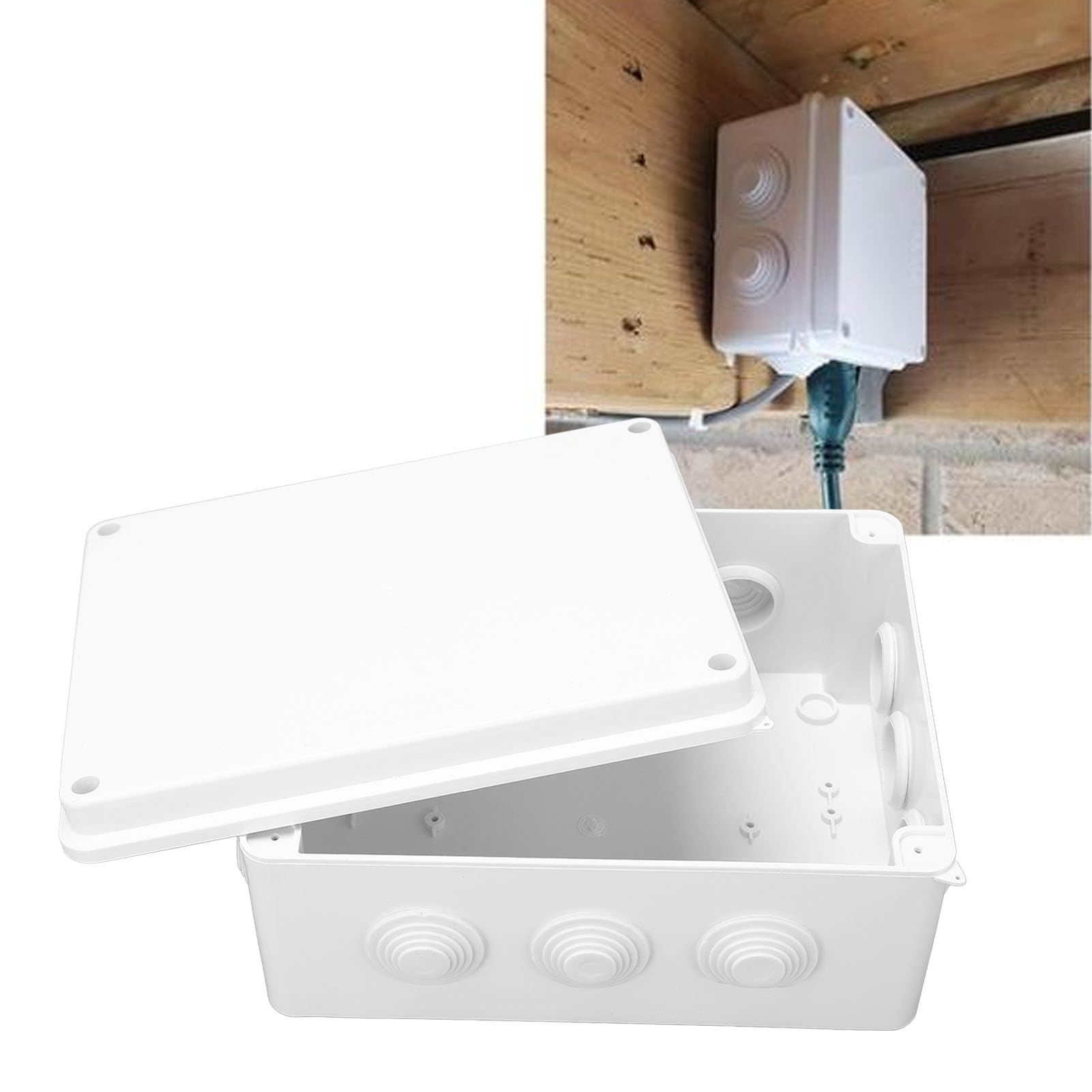 Scatola di giunzione, Scatola elettrica esterna impermeabile IP65 Custodia in plastica ABS con tappo in gomma per progetti elettrici, 255x200x120mm