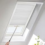 MiLin Blinds for Windows, Skylight Blinds & Shades, Cordless Cellular Shades Suitable for Roof Inclined Plane Room Windows - Custom Cut to Size, 100% Blackout White