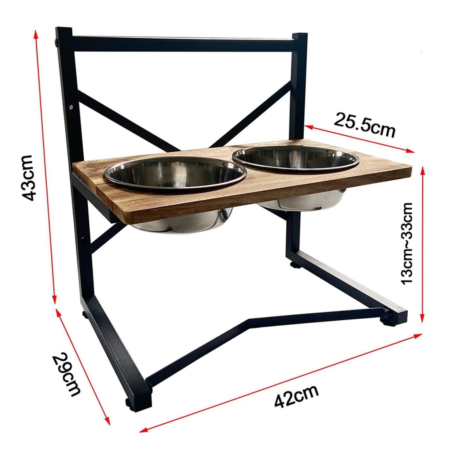 Gamelles surélevées pour Chiens, Support pour Gamelles, Support surélevé Réglable avec 2 Gamelles en Acier Inoxydable, Gamelles pour Eau et Nourriture