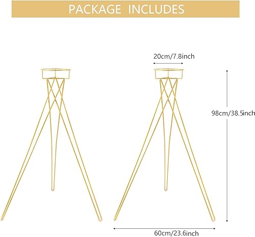 Miniatura 6 de Soporte de flores doradas de 2 piezas, soporte para arreglos florales de 41.3 pulgadas de alto, soporte de metal para macetas para centros de mesa