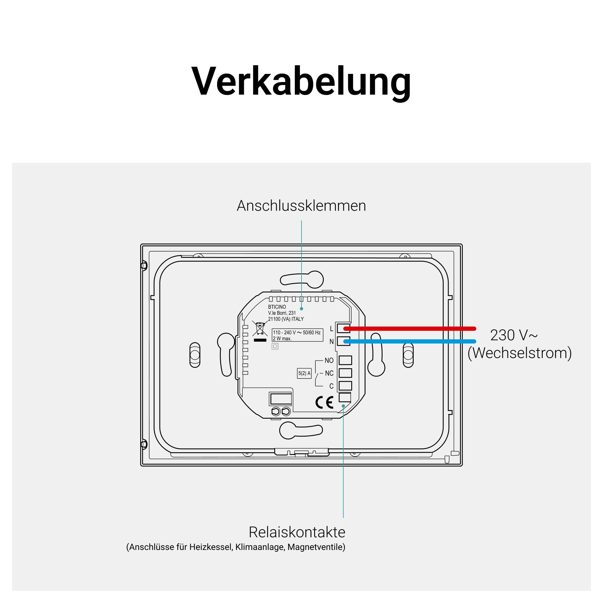 BTICINO, Smarther mit Netatmo Smart Thermostat, WiFi -Anbindung, Fernsteuerung über Home + Control App, Kompatibel mit Alexa, Google Assistant & Apple HomeKit , Unterputz, Weiß, XW8002-DE