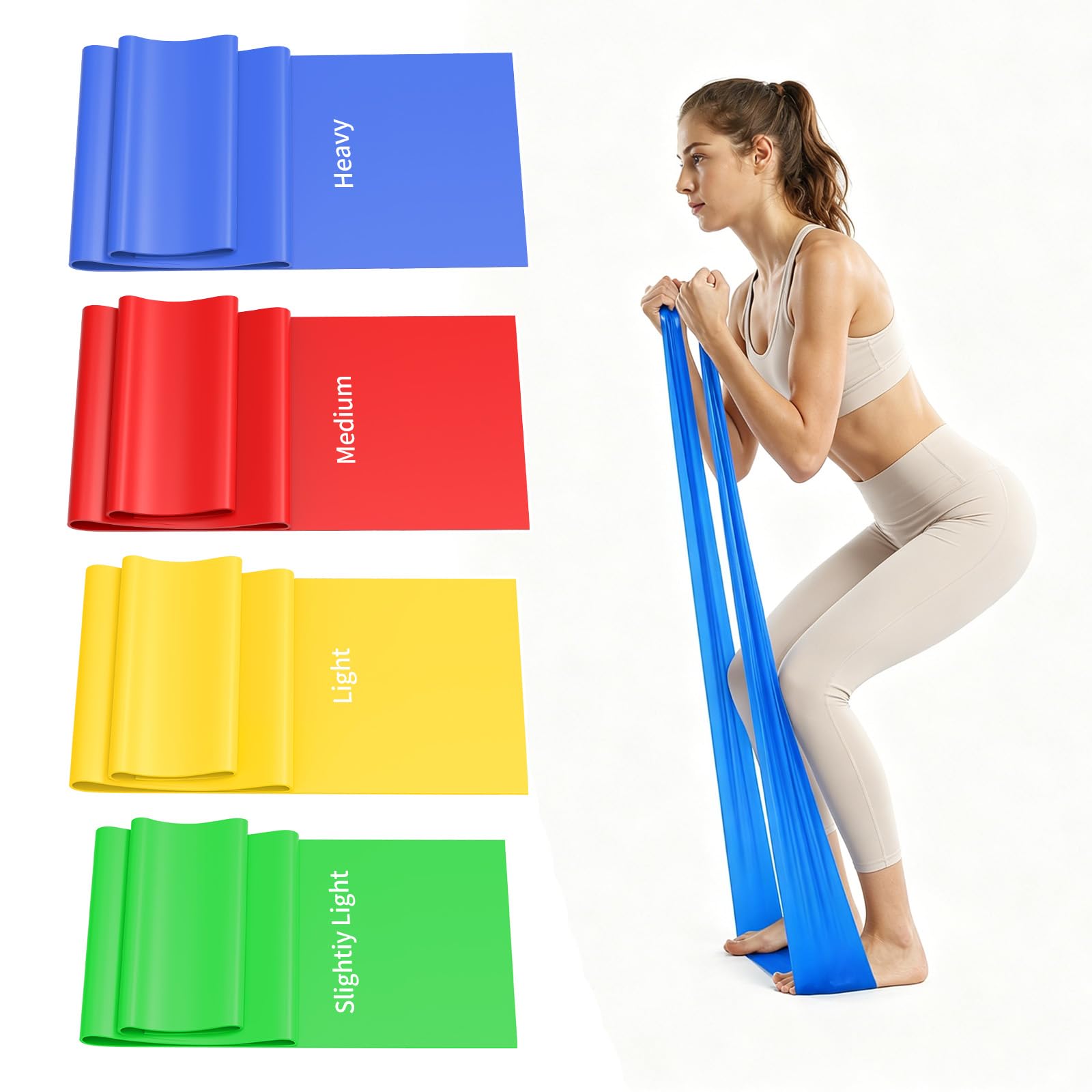 Bandes Élastiques Musculation 1.5M 4 Niveaux Résistance pour Sport Yoga Pilates