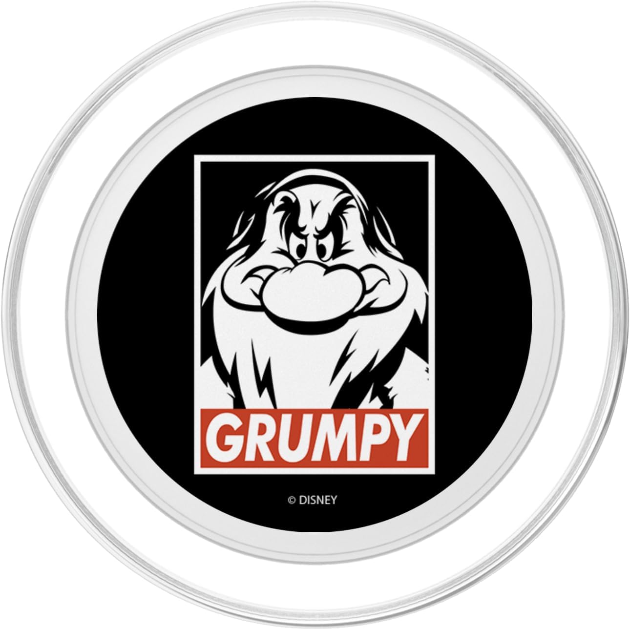 Disney Snow White Grumpy Black & White Stencil Poster PopSockets MagSafe PopGrip for iPhone