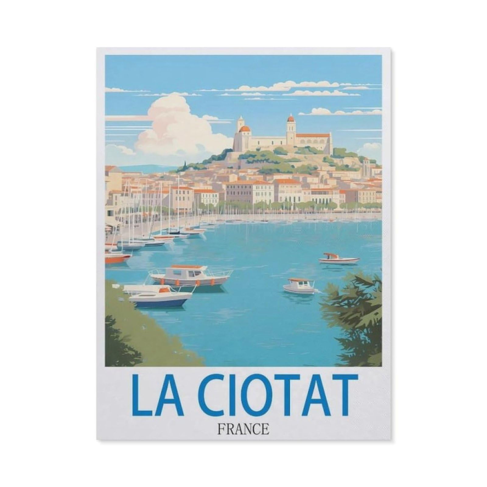 BEAYODKP 5D DIY Diamond Painting kit，La Ciotat France，Round Resin Diamond Cross Stitch, Home Decoration Gift（50 x 60 cm/19.68 x 23.62 inches）-CO39