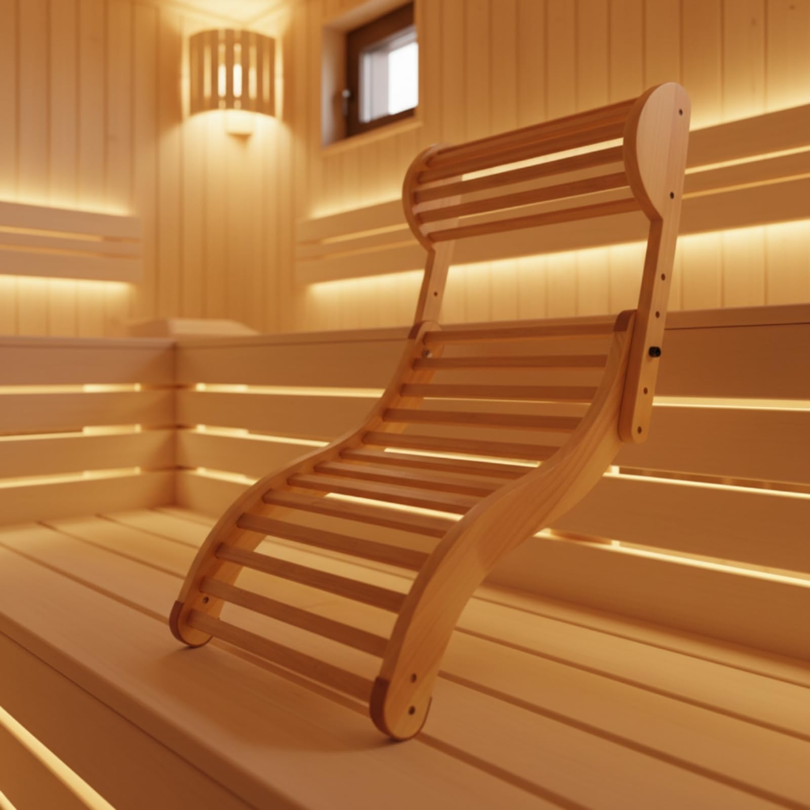 Baoblaze Schienale Ergonomico con Poggiatesta Pieghevole Schienale Ergonomico Regolabile Poggiatesta in Legno per Sauna, Spa