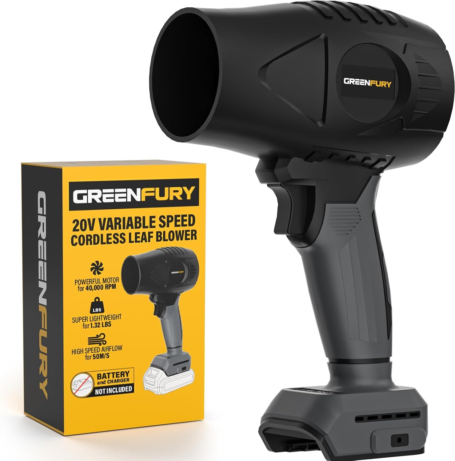 Soffiatore per foglie senza fili compatibile con batteria Dewalt 20V Max (solo strumento) | Soffiatore portatile leggero da 430 CFM e 125 MPH, ideale per detriti da patio, foglie e pulizia della neve