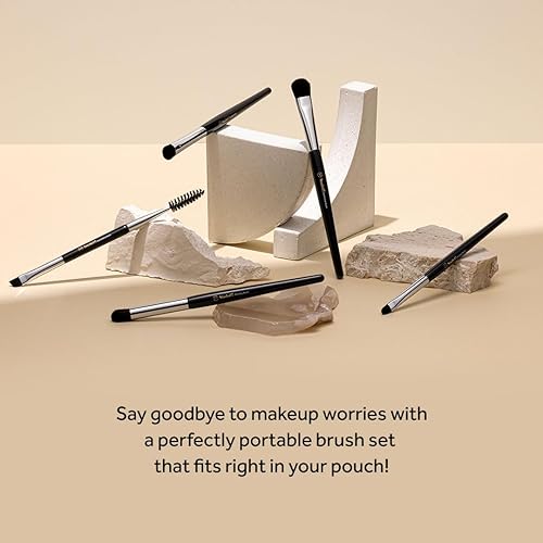 Miniatura 6 de Juego de 5 brochas de maquillaje de ojos | Pinceles de sombra de ojos pequeños y portátiles | Brochas de maquillaje coreanas | Cerdas sintéticas