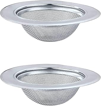 Xtend Stainless Steel Sink Strainer Kitchen Drain Basin Basket Filter Stopper Drainer/Jali 11cm / Size 3 2pcs Medium, Silver