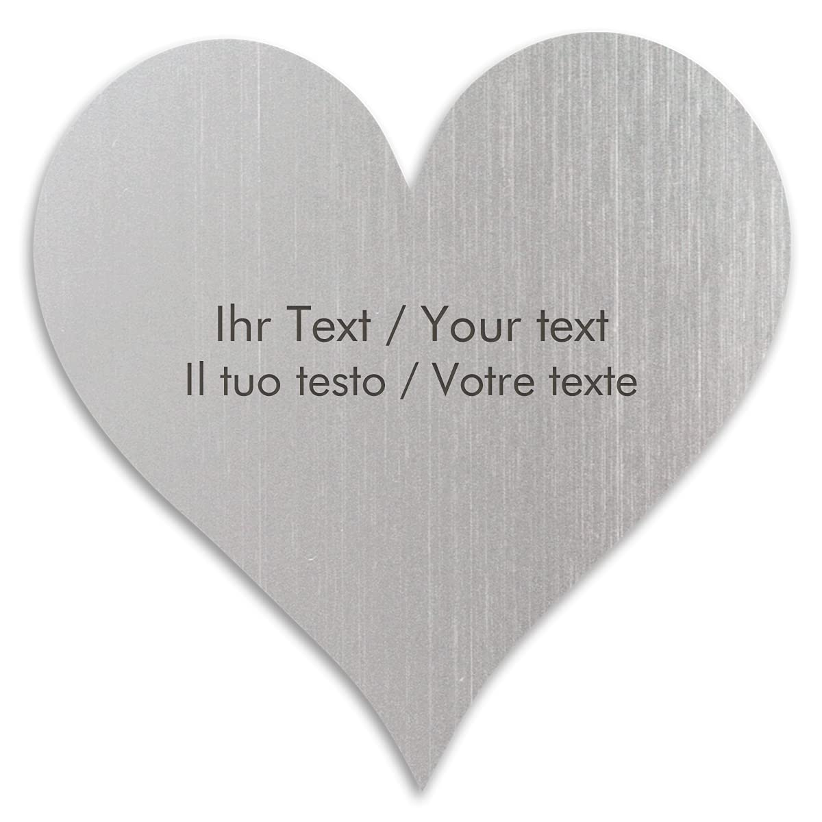 Kopierladen Karnath GmbH Targa con Nome con Testo Personalizzato in Look Acciaio Inossidabile – Cuore, 50 x 50 mm, Testo inciso Nero, plastica Argentata Metallizzata