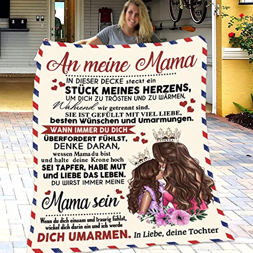 Kuscheldecke Flauschige Personalisierte Decke Geschenke An Meine Mama, Tochter für Mutter Luftpost Positiv Ermutigen Decke(deutsch), Super Weiche Decke Flanell, 150 * 200 cm Cover