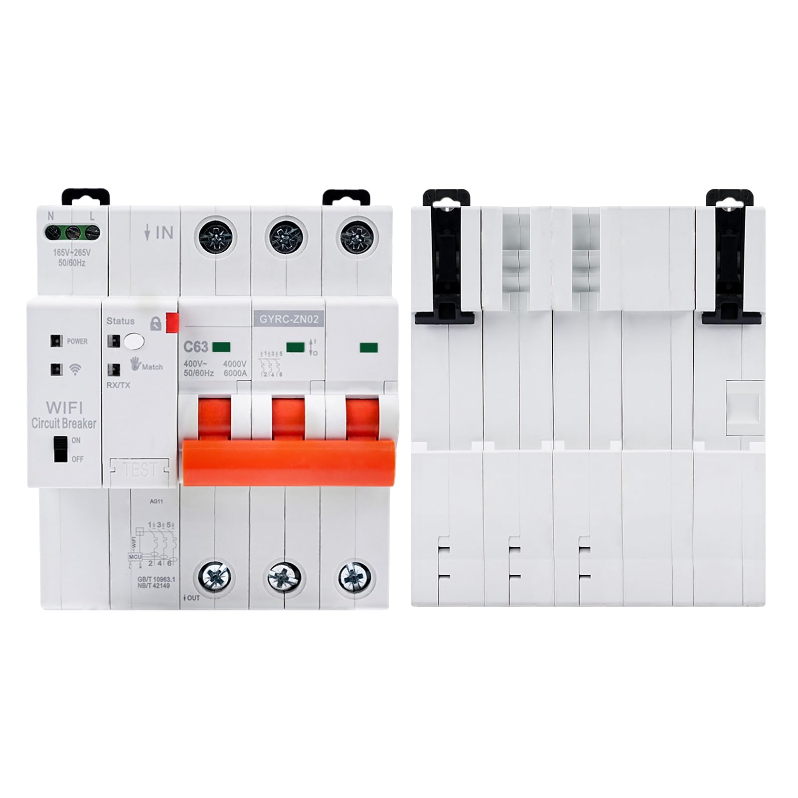 Jadeshay Interruttore Magnetotermico WiFi,3P 63A Salvavita con Riarmo Automatico WiFi Controllo Remoto Tramite APP Tuya sul Cellulare con Timer Protezione Sovratensione Sottotensione e Sovraccarico