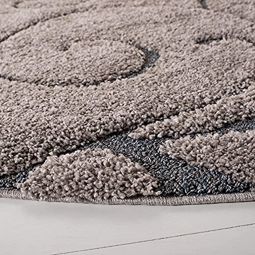 Image of Grand Swirl Premium Shaggy Carpet for Living Room, Bedroom, High Low Design Finish Microfiber 1.8 Inch Pile High, 2x6 Feet Runner Dark Beige Or Light Brown|Grey Color