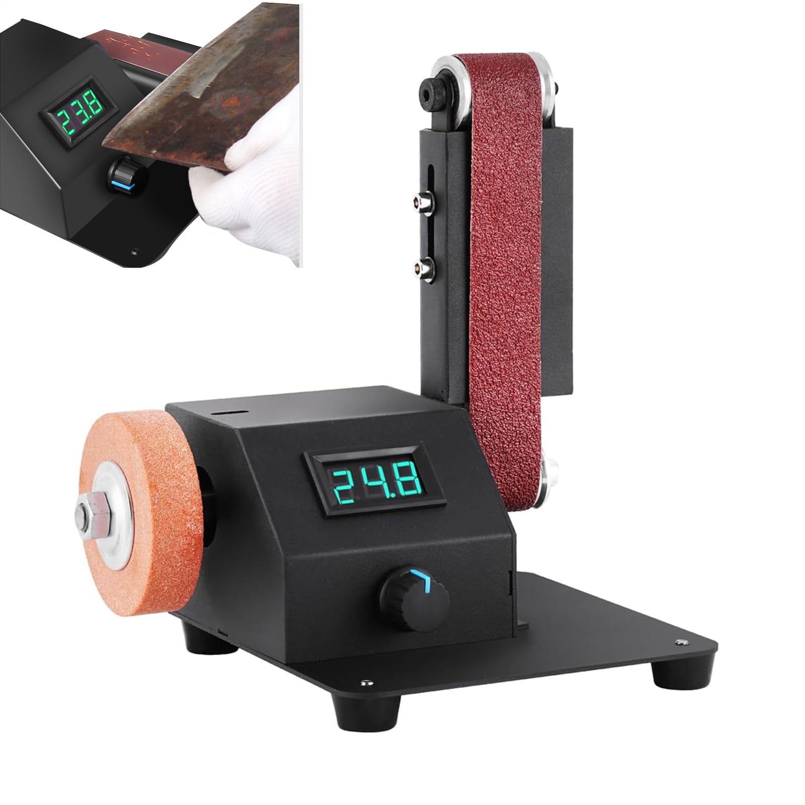 Piccola smerigliatrice da banco, smerigliatrice da banco Levigatrice a | Smericante da banco in miniatura da 350 W professionale, alta precisione con 10 cinture di levigatura