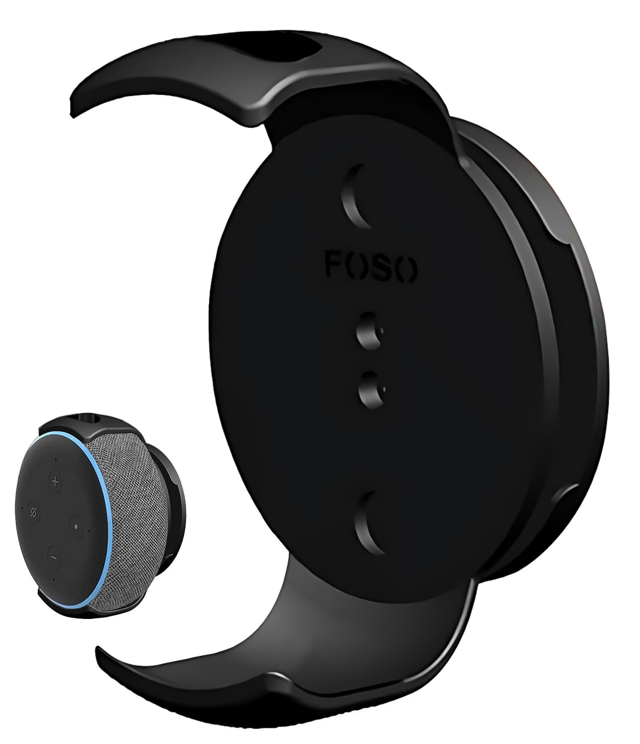 Foso Wall Mount for Alexa Echo Dot 3rd Gen, Bracket Stand Holder for Smart Speaker, Built-in Cable Management Hide Messy Wires, for Kitchen, Bedroom & Bathroom(Speaker not Included) (Black)