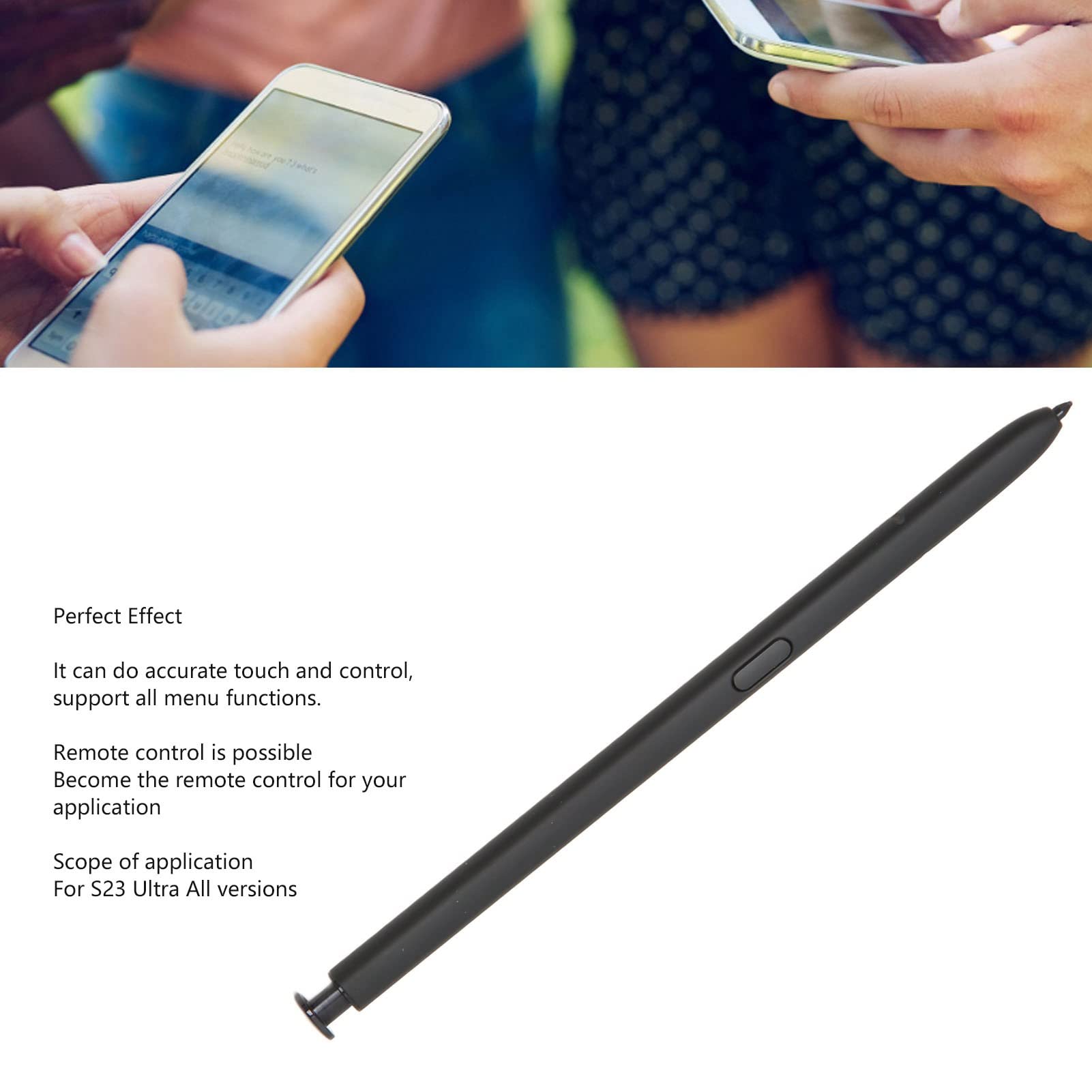 Stilo per Galaxy S23 Ultra, 4096 Precisione Telecomando a Pressione Penna Stilo Digitale Touch con Ricariche per S23 Ultra Tutte le Versioni (Nero