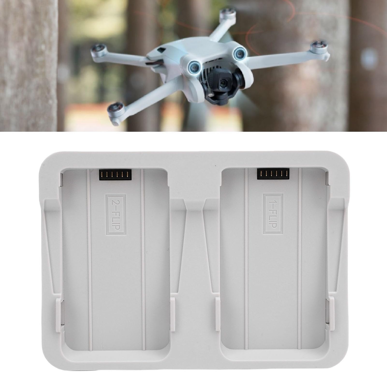 Naroote Caricabatterie Bidirezionale, Stazione di Stoccaggio a Ricarica Rapida da 60 W con Indicatore LED e Cavo di Ricarica, Caricabatteria per Droni, Ideale per Drone FLIP e Risparmio di Tempo di