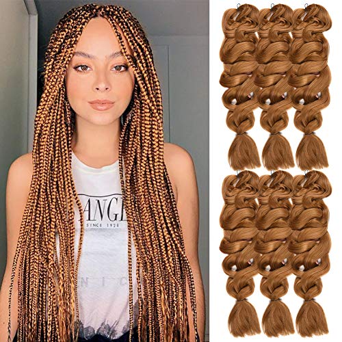 INSTASTYLE Afro Box Braiding Hair Crochet Kinkys Twist Honey Blonde Color 27# Premium Kanekalon Fiber 84 Inch pressions Ultra Jumbo Synthetic Box Braids Crochet Hair(6 Pack,165 Gram/Pack)