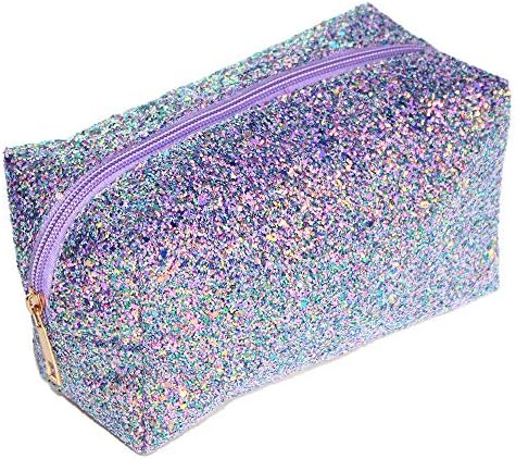 Colorful Glitter Shine Cosmetic Pouch Waterproof Zipper Handbag Carry Case Organizer Travel Case (purple)
