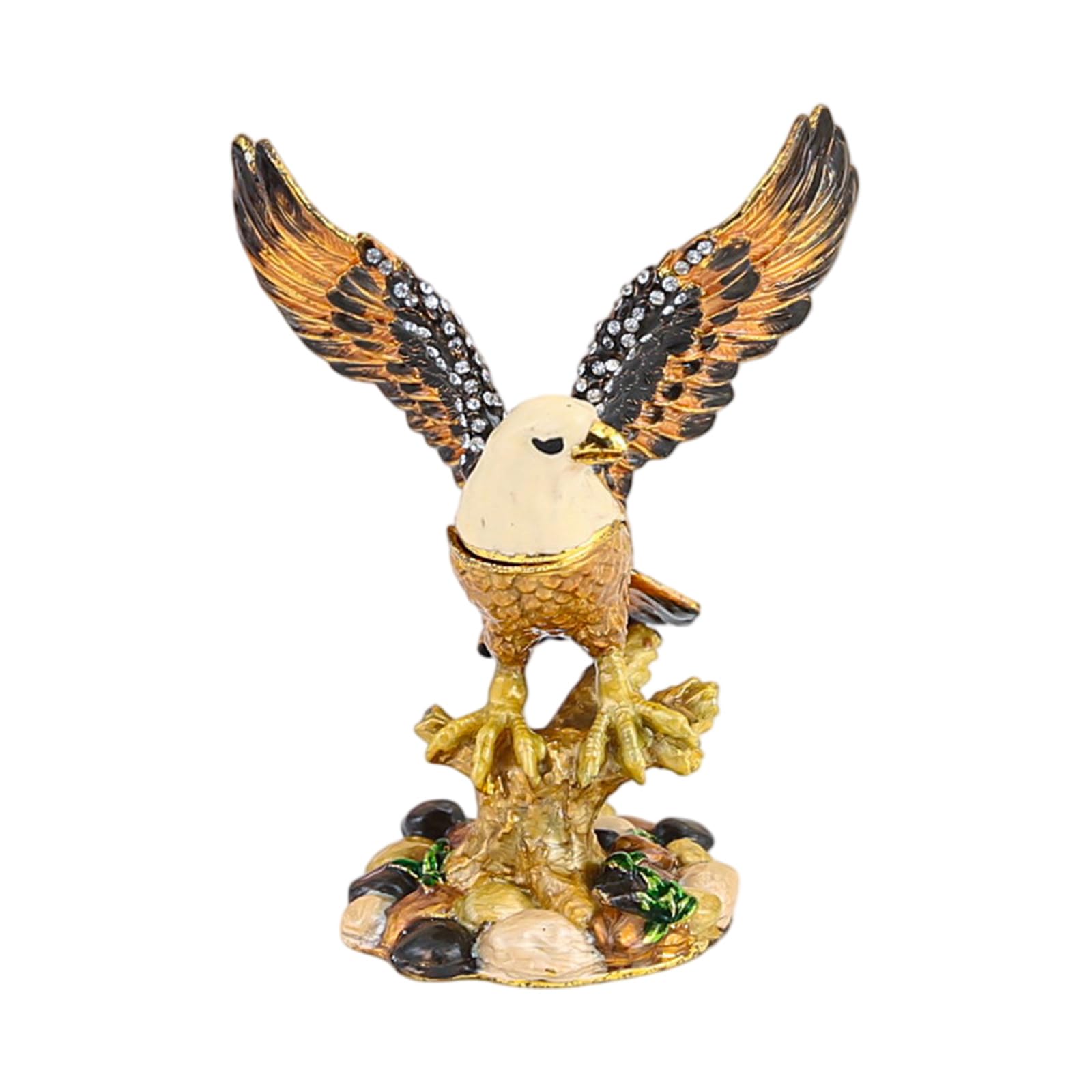 MCAOAL Hand Painted Enameled Bird Jewelry Box for Rings Earrings and Small Accessories Decorative Ornament Gift Exquisite Metal Bird Shaped Trinket Box