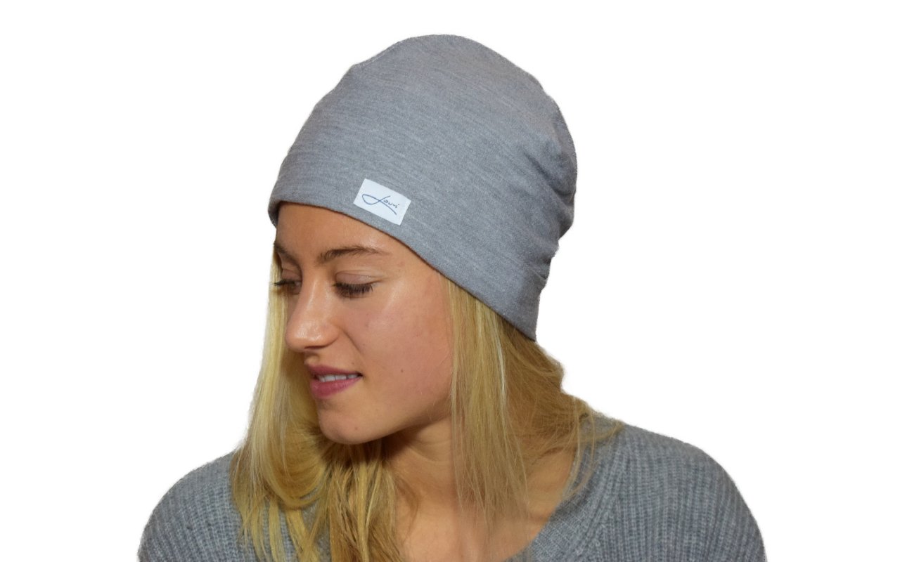 Lou-i Damska męska czapka beanie z bawełny ekologicznej Made in Germany Hat, jasnoszary, 59-60