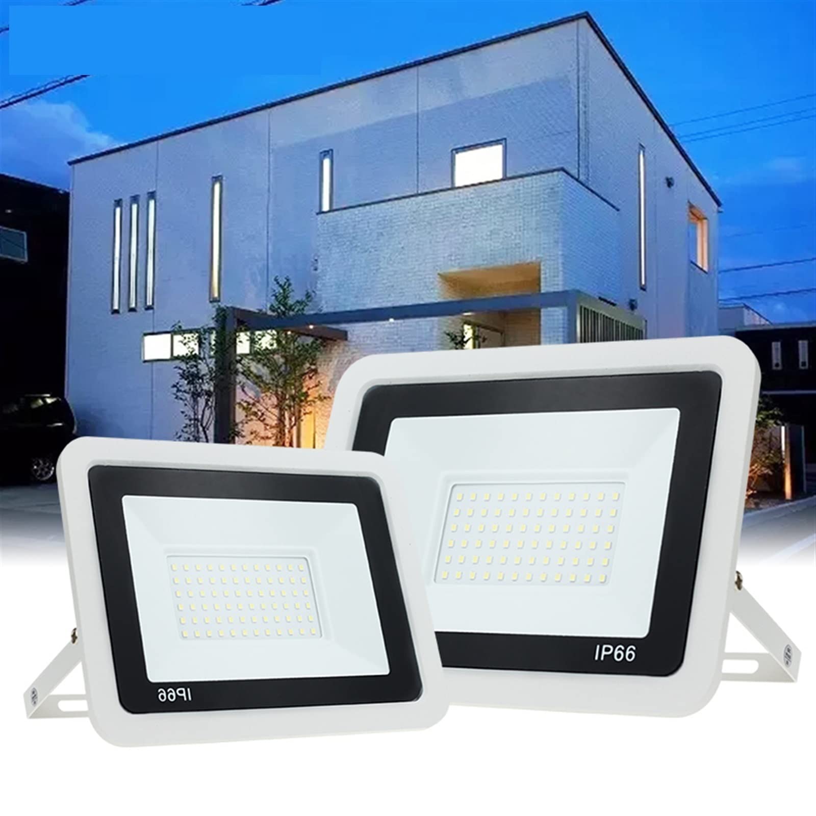 Reflektory zewnętrzne wodoodporne IP66 LED 10W 20W 30W 50W 100W Smart IC 220V białe oświetlenie zewnętrzne SMD 2835 do oświetlenia ulicznego,Cold White-WHITE SHELL-20W
