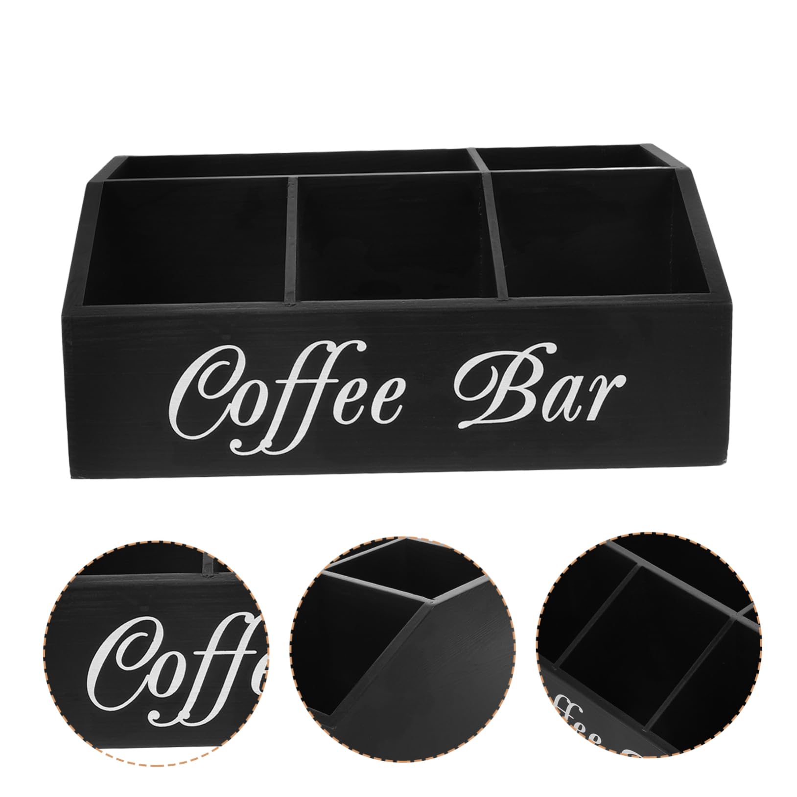 Kaffeebehälter Aus Holz Kaffee Organizer Mit Fachdesign Für Arbeitsplatte Aufbewahrungsbox Für Kaffeezubehör Zuckerpäckchen Papiertüchern Strohhalmen