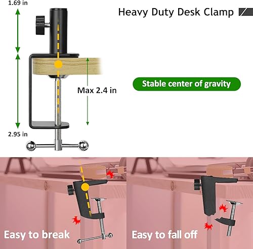 Miniatura 2 de Abrazadera de montaje de mesa de metal resistente, abrazadera de escritorio de metal para soporte de brazo de micrófono, abrazadera C de micrófono