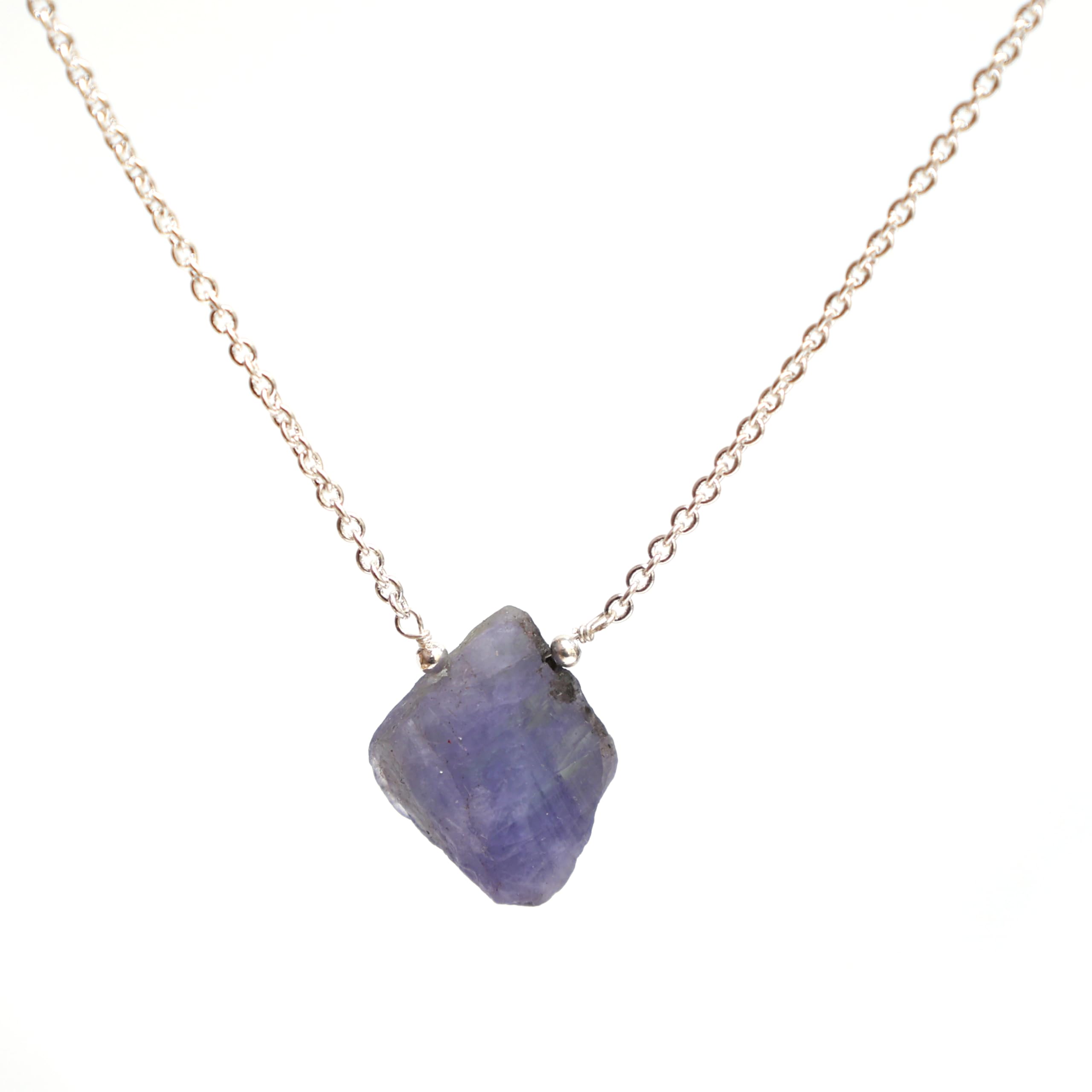 Gempires Raw Tanzanite Pendant Necklace, Rough Tanzanite 10-20 mm, Rough Crystal Pendant, December Birthstone, Handmade Jewelry, 18 inch Adjustable Chain