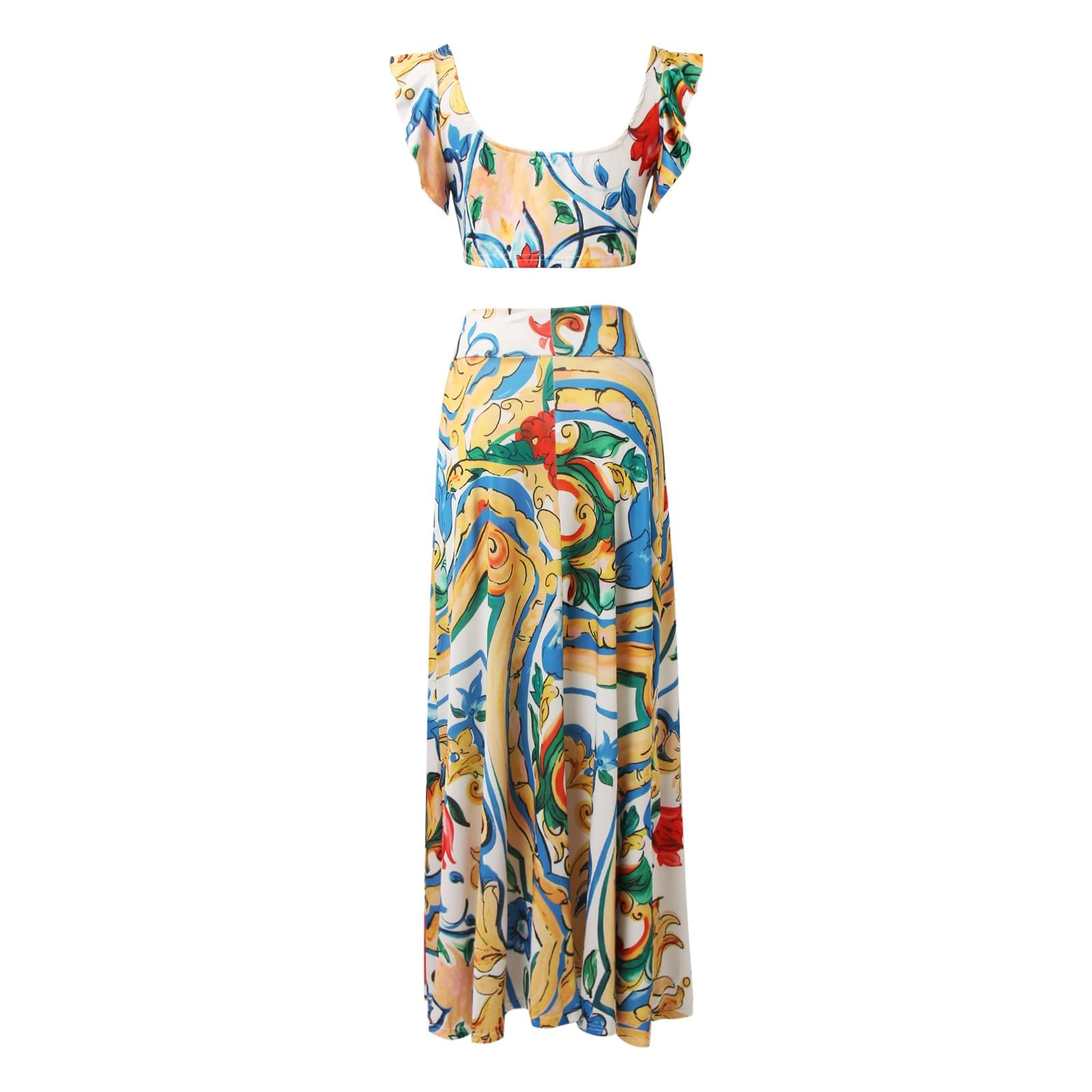 Robe d'été Deux pièces Tendance pour Femme Haut élégant et Jupe décontractée pour Sortie soirée ou Tenue Quotidienne