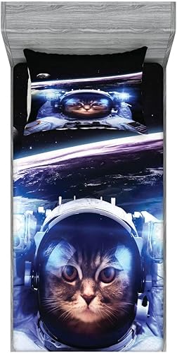 Miniatura 33 de Ambesonne Juego de sábanas bajeras y fundas de almohada, diseño retro de los videojuegos con botones de joystick vintage de los años 80 y 90, diseño