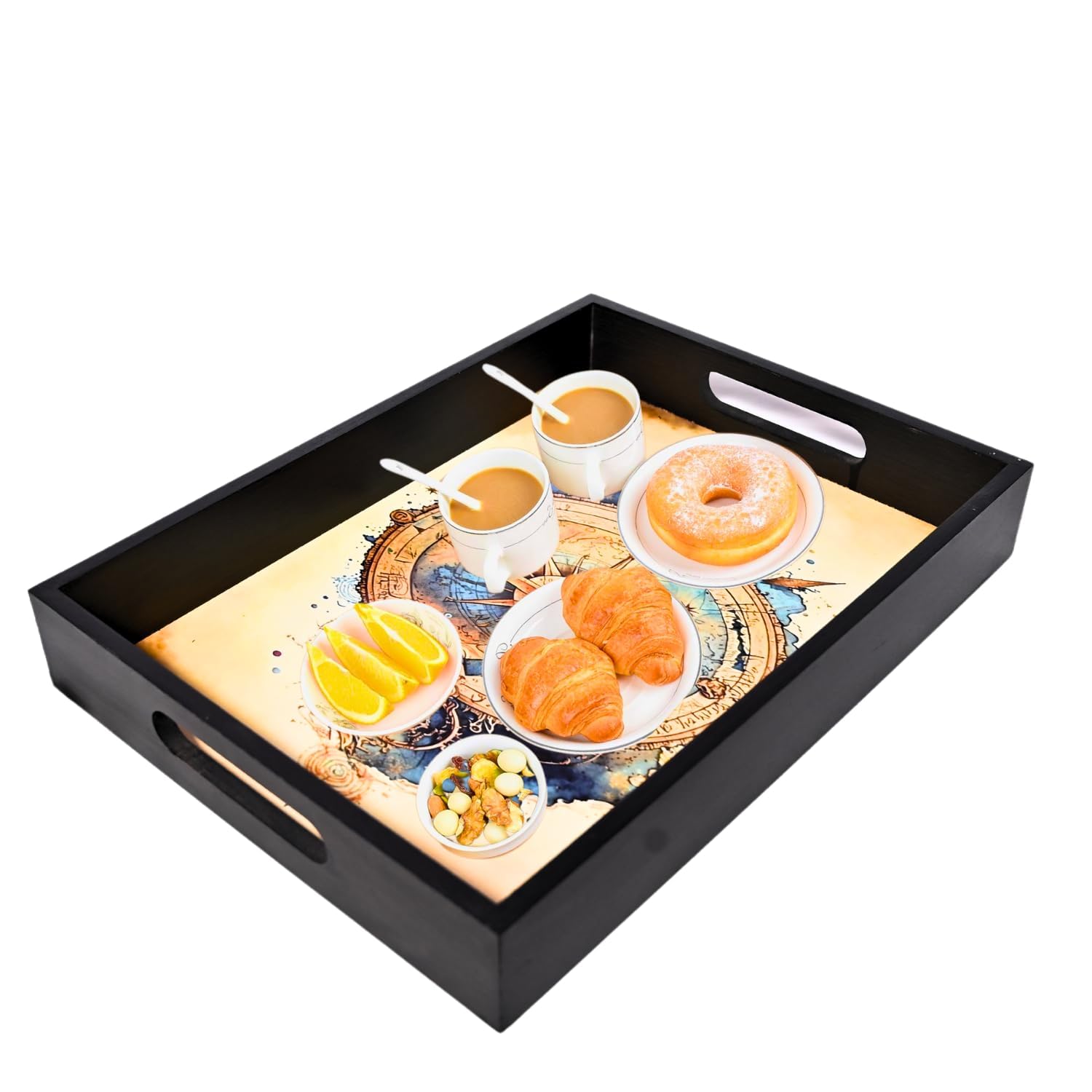 ®MART..Decorative Compass Print Serving Tray, Dining Tray for Home and Kitchen Use!! 1