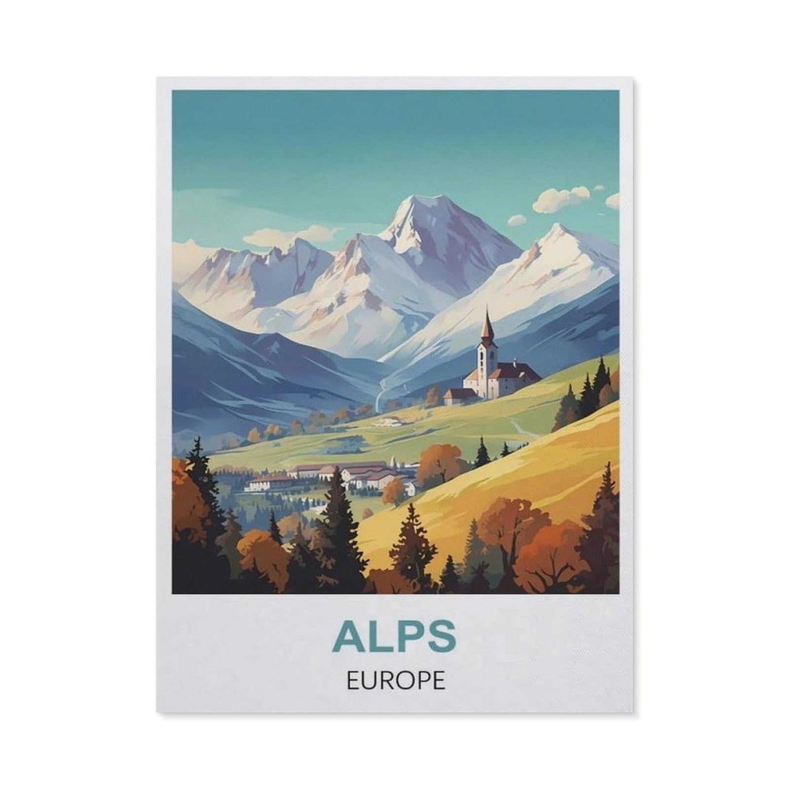 Funny Metal Tin Sign Wall Decor，Alps Europe(15x30cm）