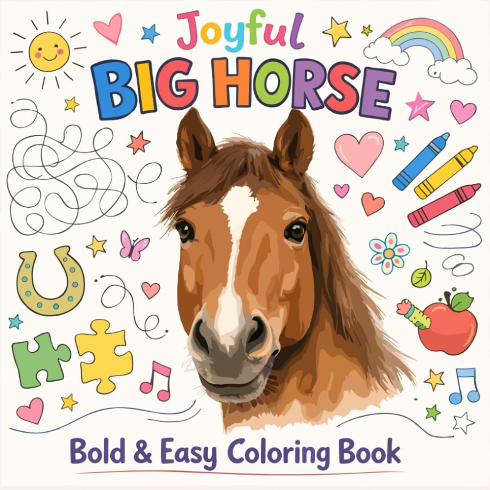 BIG HORSE: Bold & Easy Coloring Book Fun, Relaxing & Simple Horse Coloring Pages for Kids | Gift for Kids