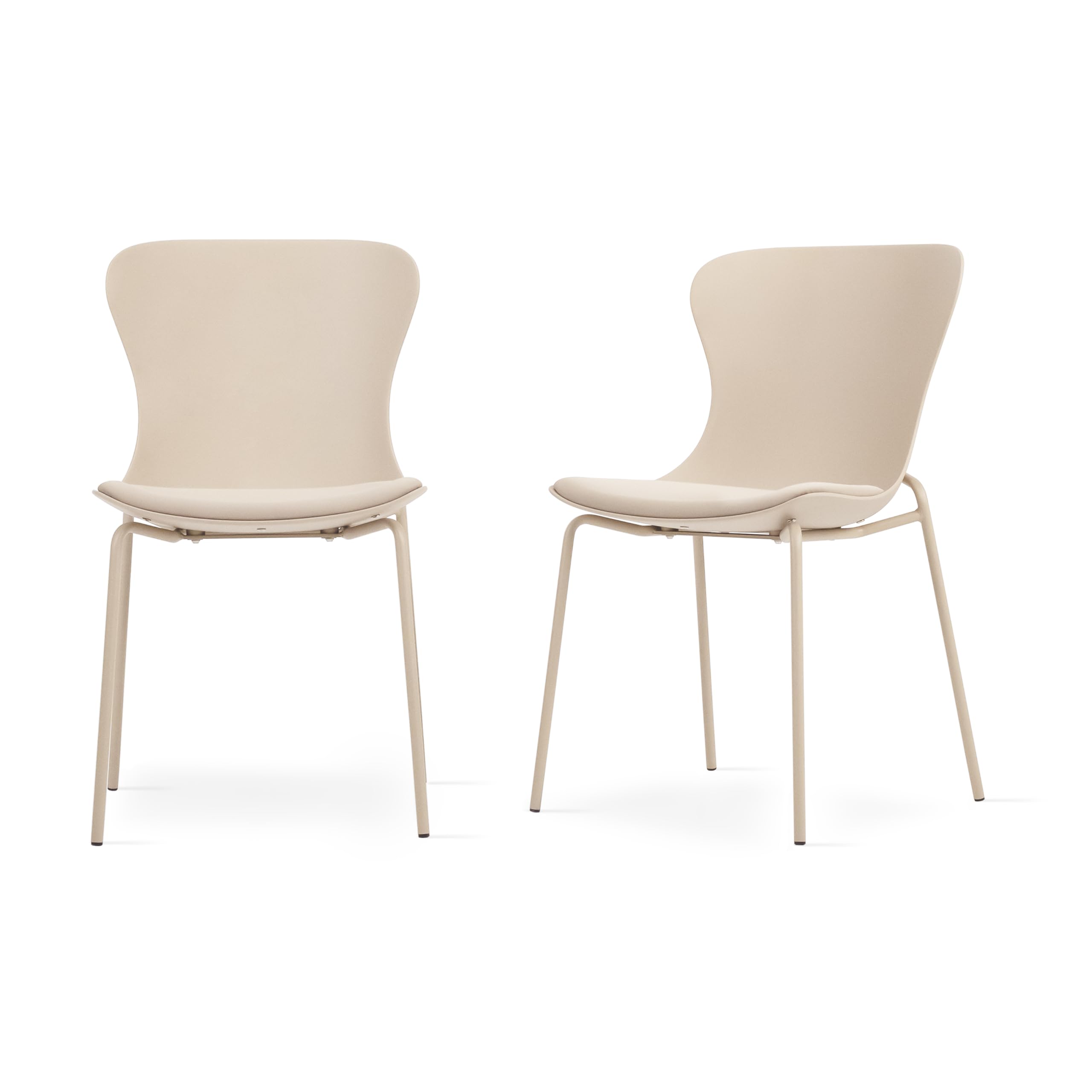 Mobili Fiver, Sedie Zoe, set da 2, Beige, Polipropilene, Sedie Moderne per Cucina, Soggiorno