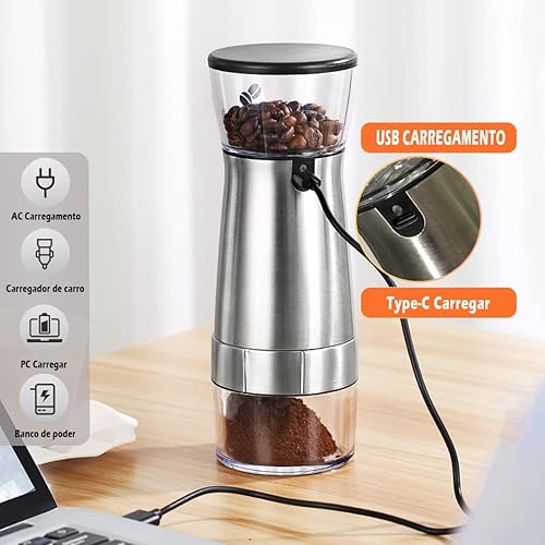 Miniatura 6 de Electric Coffee Grinder, Stainless Steel Automatic Portable Coffee Bean Grinder, Adjustable Multi Grinding Setting,for Espresso Drip Pour Over
