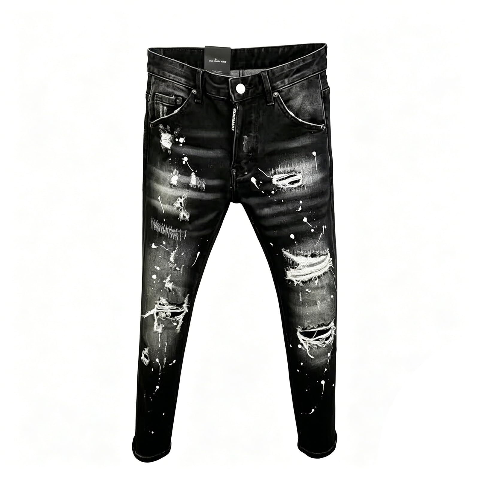 Jeans da uomo Destroyed Stretch Jeans Y2k High Street, jeans skinny strappati, pantaloni da jogging da uomo, slim fit, hip hop, con fori, in denim, vintage, per il tempo libero