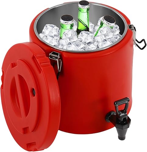 Dispensador de bebidas aislado, de acero inoxidable, térmico para café frío y caliente, agua, dispensador de bebidas con grifo para hielo, fiesta,