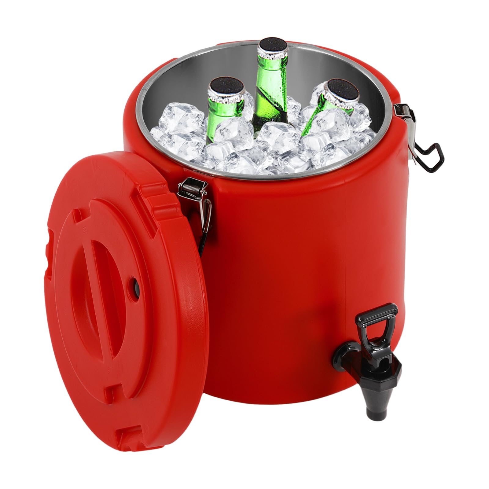 Insulated Beverage Dispenser, Stainless Steel Insulated Thermal Hot and Cold Coffee, Water, Drink Dispenser with Faucet for Ice, Party, Camping(Red,