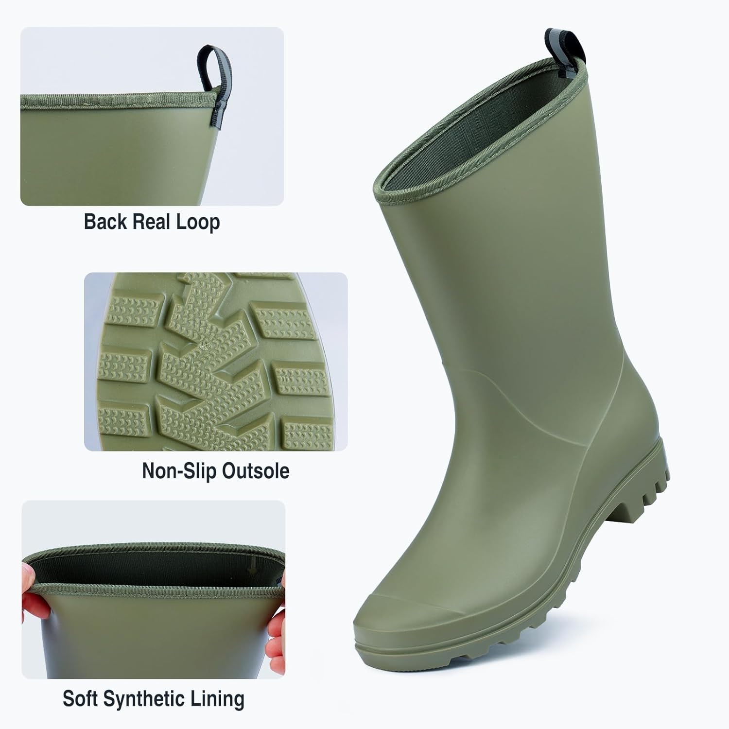 Wide Calf Women's Rain Boots Waterproof PVC Women Rubber Boot Mid Height Rain Shoes for Outdoor Gardening Work Walking - Image 6
