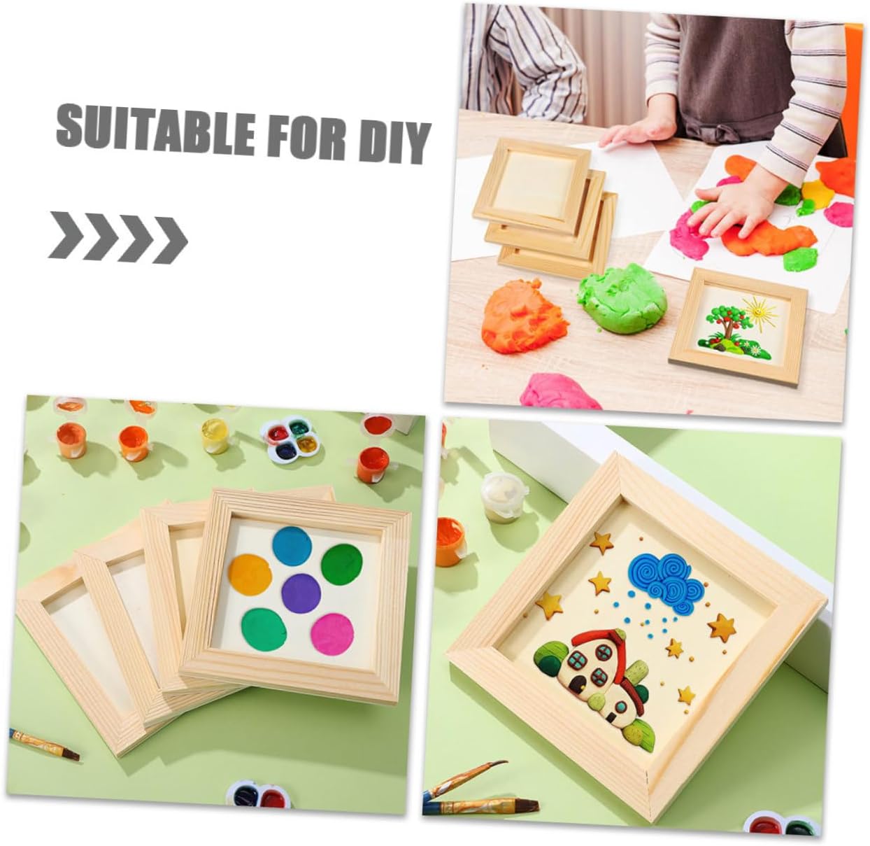 MAGICLULU Paintable Wood Picture Frames DIY Crafts 5 Pcs for Kids