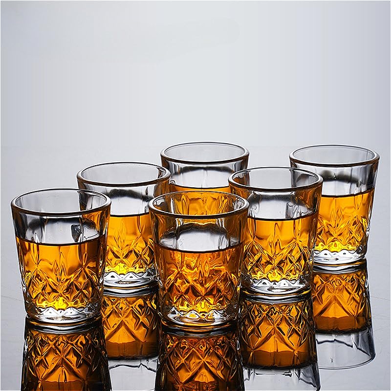 Kristallgläser 6-teiliges Set, Weingläser, transparente Glasbecher, exquisite Cocktailgläser, Whiskyglas, Bar, Brandy-Bierbecher(100ml)