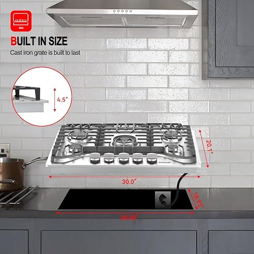 Miniatura 7 de GASLAND PRO GH2305SF - Estufa de gas de 30 pulgadas, estufa de propano de 5 quemadores, cocina convertible de NG/LPG integrada, encimera de gas