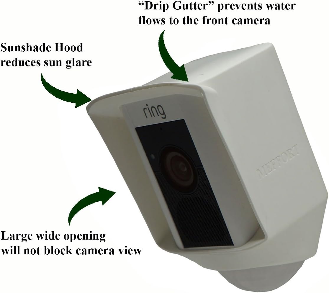 silicone skin case cover compatible with ring floodlight cam wired plus, floodlight camera - sun glare, uv & weather protection skins cover - white 1 pack white