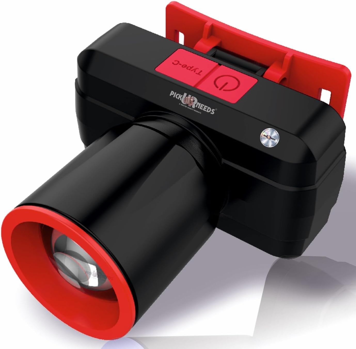 Rechargeable Head Lamp with Zoomable 3 Mode LED 100W Laser 1200 mAh Battery 3 hrs Torch Emergency Light (Red)
