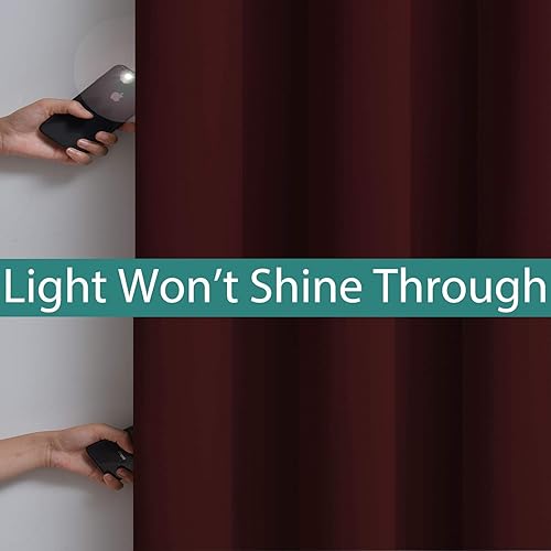 Miniatura 3 de Cortinas Yakamok 100 % opacas, aislamiento térmico, insonorización, cortinas de bloqueo de luz completa con forro negro, para dormitorio