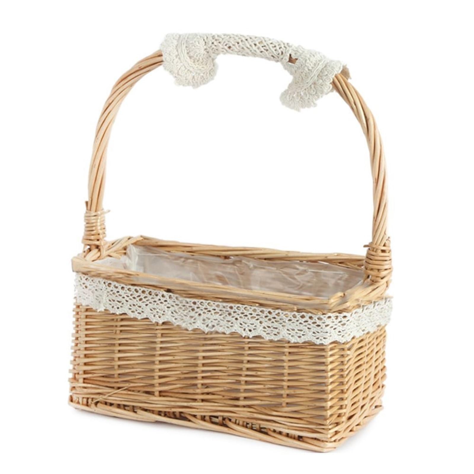JFNKLFG Woven Plant Pot Small Flower Basket Arrangement Willow Rattan Woven Wicker Half Moon Storage With Handle Baskets(Color 4)
