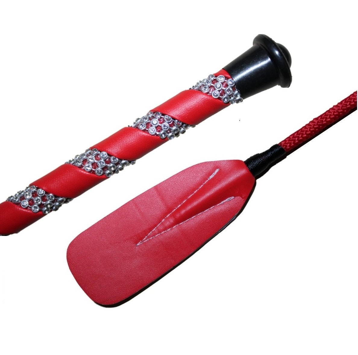 Jump Bat 45,7 cm inch Cravache d'équitation avec manche en fibre de verre, cuir Slapper, équitation English Whip, couleurs : NOI