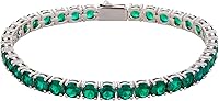 Trendy 5mm Cubic Zirconia Tennis Bracelets for Women & Men - 14K Gold/Silver Plated Pink Green Birthstone Dainty Charm