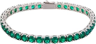 Trendy 5mm Cubic Zirconia Tennis Bracelets for Women & Men - 14K Gold/Silver Plated Pink Green Birthstone Dainty Charm