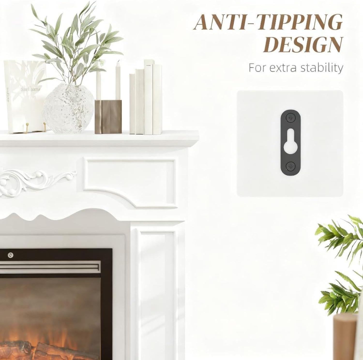 Fireplace Mantel, Freestanding Fireplace Surround with Leg for Electric Fireplaces White Baroque-Style Frame Electric Fireplace Decor Elegant Home Decor